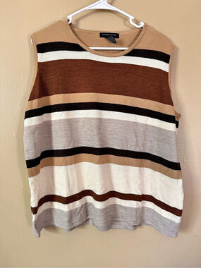 Goodclothes Plus Size 2X Striped Knit Sweater Vest Tank Top